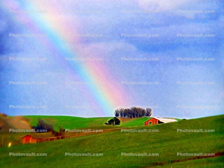 Barns under a rainbow, Paintography