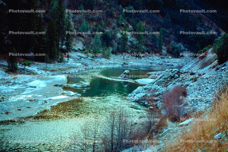 Ice, River, valley, Trinity River, Trinity Alps