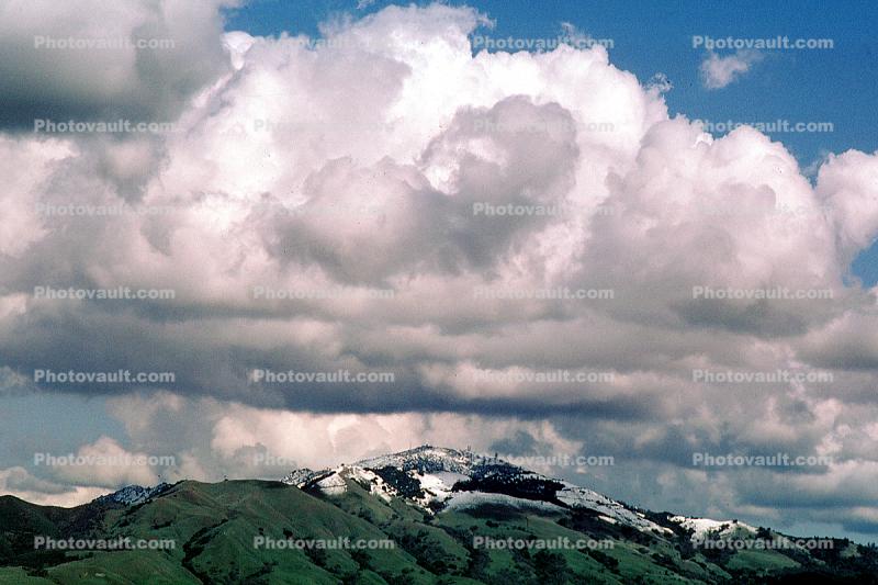 Cumulus Clouds, Mount Diablo in the Snow, snow covered, winter, wintertime