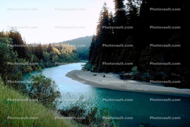 Eel River, beach, forest, bend, Avenue of the Giants, Humboldt County