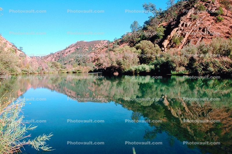 Putah Creek, Solano Lake, Hills, reflection, water, Solano County