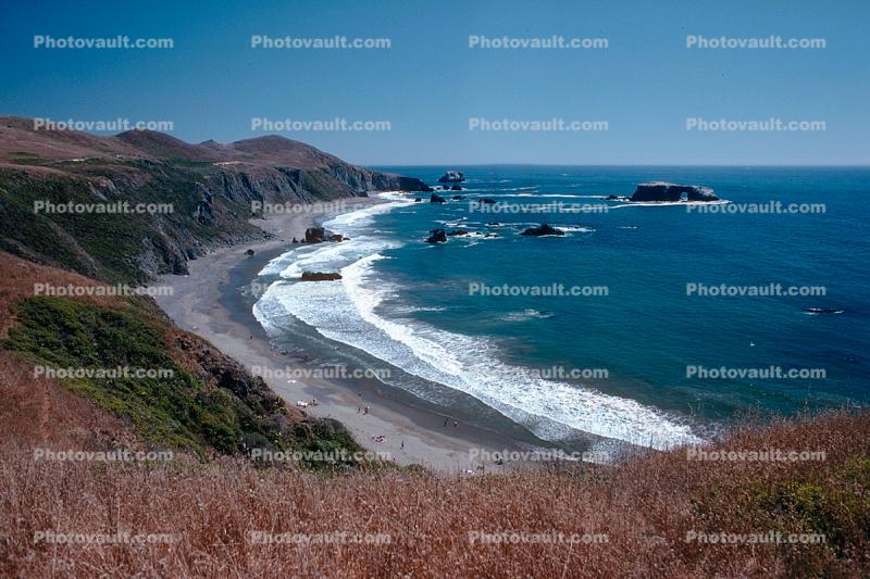 Goat-Rock, Arch, Pacific Ocean, Foam, Horizon, beach, sand, cliffs, coastal