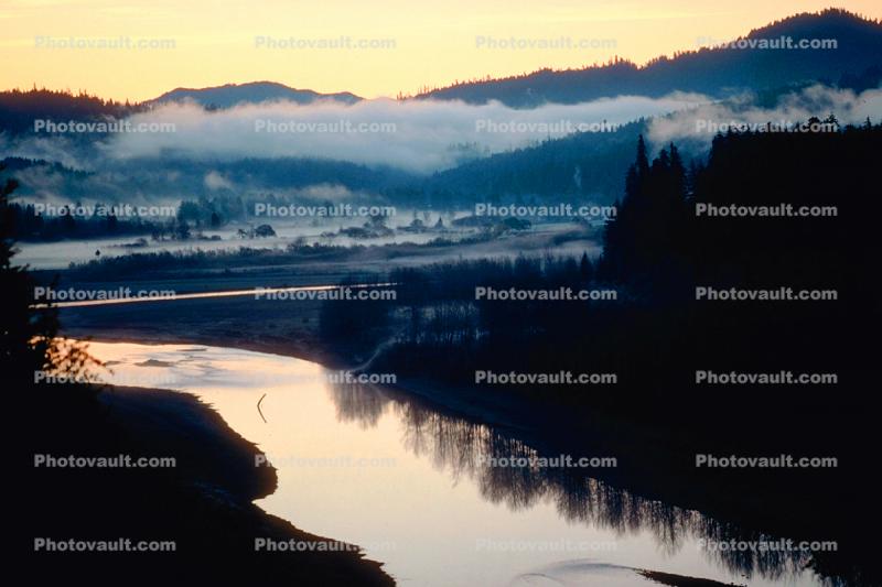 early morning fog, river, valley, southern Humboldt County