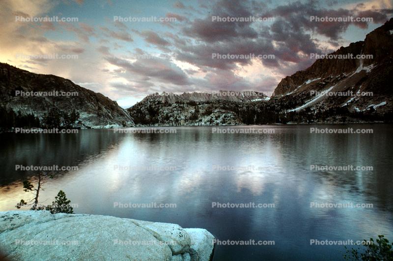 mountain, Sierra-Nevada, lake, clouds, sunset, water