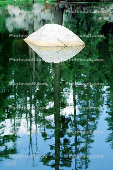 Lake, pond, water, rock, trees, reflection