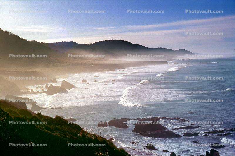 Misty Morning, Mendocino County, Coast, Coastline, Pacific Ocean, rocks, seashore, waves, shoreline