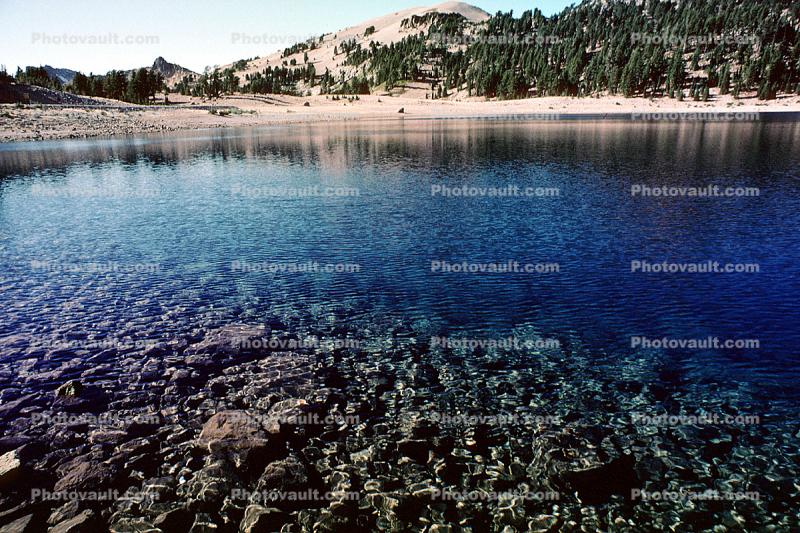 Pebbles in Clear water, reflection, Emerald Lake, Lassen Peak National Park