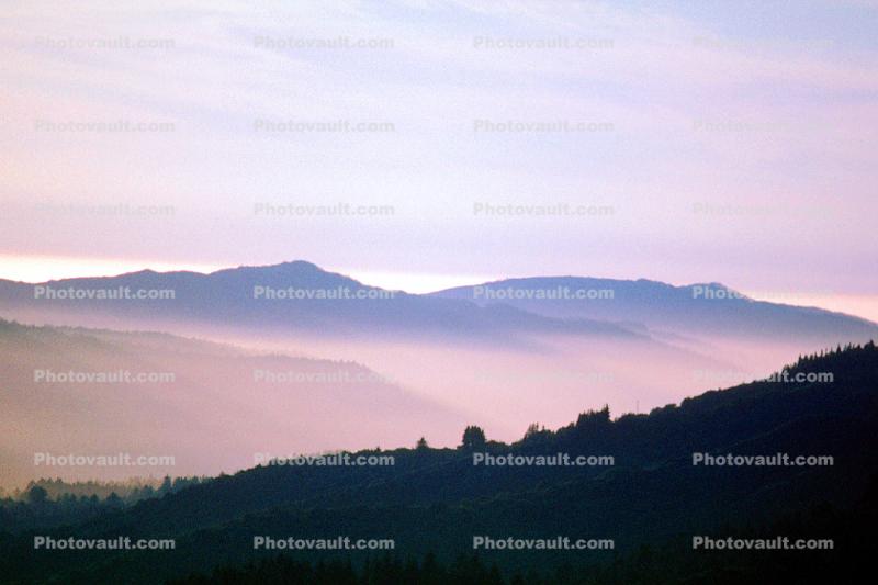 Mountains, fog, layers, Mount Tamalpais