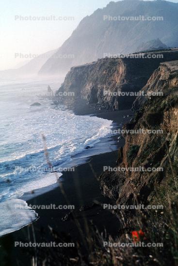 Cliffs, Pacific Ocean, Beach, Mountains