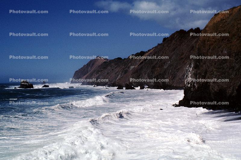 Pacific Ocean, Beach, Waves, Rocks, Cliffs, Point Bonita, Marin County