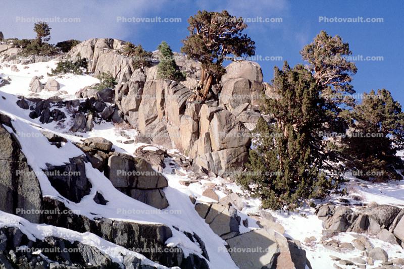 Granite Rocks, Sierra-Nevada Mountains, Ice, Cold, Frozen, Icy, Winter, El Dorado National Forest, Amador County, along California Highway 88