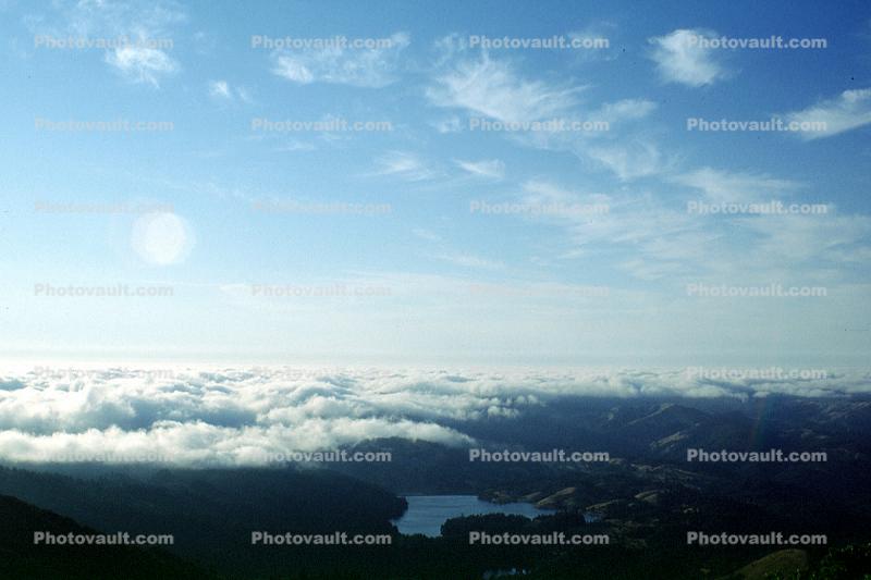 Fog over the land, reservoir, Marin County