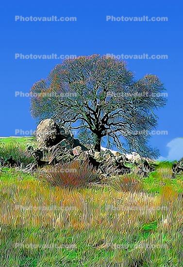 Oak Tree digital painting, Panorama