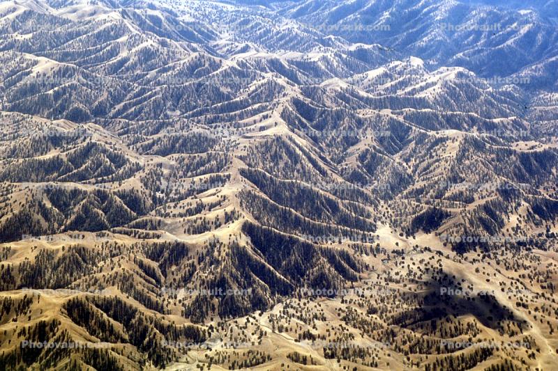 Fractal Patterns, mountains, hills, valleys, summertime, summer, dry, dessicated, Stanislaus County