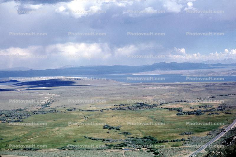 Mono Lake, US Highway 395, Barren Landscape, Empty, Bare Hills, water, July 1962, 1960s