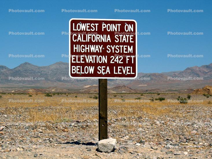 Lowest Point on the California Highway System, 242 ft below sear level, Death Valley National Park