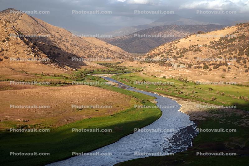 Kaweah River, Valley, Mountains, Sierra-Nevada, Meander