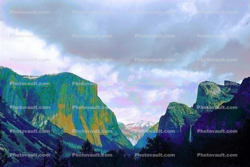 El Capitan, Bridal Veil Falls, Three Sisters, Waterfall, Granite Cliff
