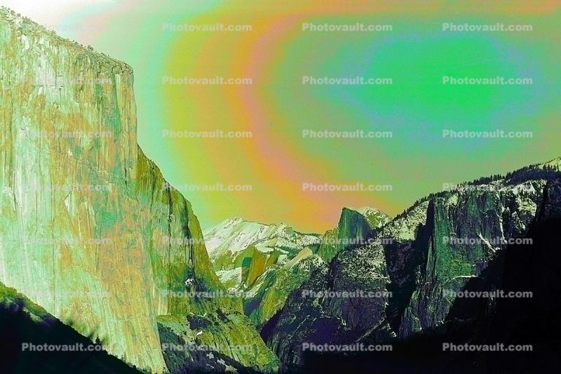 Psychedelic Sky, El Capitan, Half Dome, Granite Cliff, psyscape