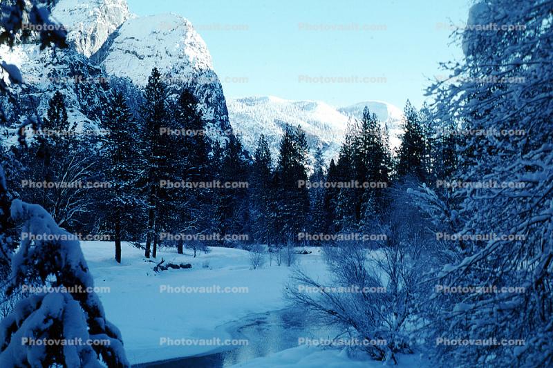 Three Brothers, Snowy Trees, Valley, Forest, Winter