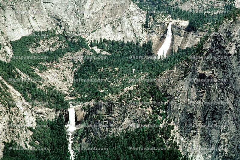 Nevada Falls, and Vernal Falls, Waterfall, Granite Cliff