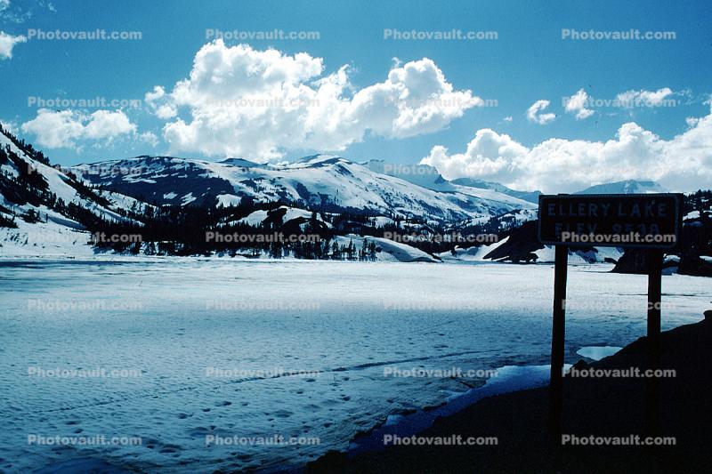 Ellery Lake, snow, ice, mountains, clouds, cold, winter, water