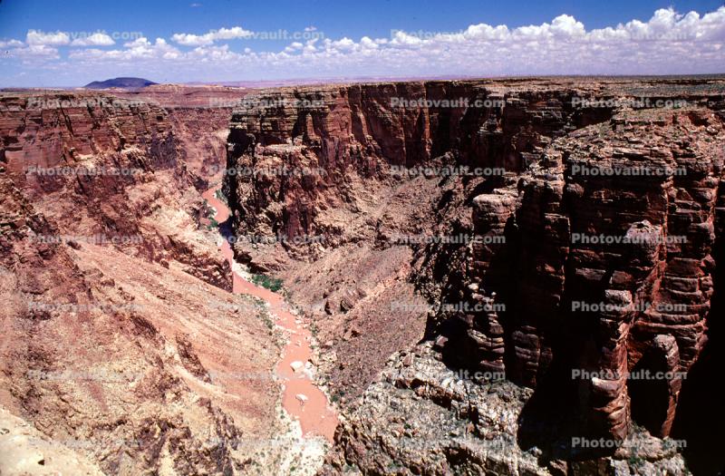 Puffy Clouds, Barren Landscape, Little Colorado River Canyon Wall, Cameron