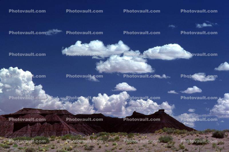 Puffy Clouds, Barren Landscape, Mountains, Cumulus