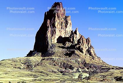 Agathla Peak, El Capitan, eroded volcanic plug, igneous rock, volcanic breccia, Landmark, geologic feature, butte