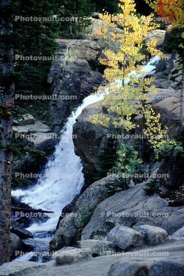 Waterfall, Mountain, Vegetation, Flora, Plants, Colorful, Woods, Exterior, Outdoors, Outside, autumn