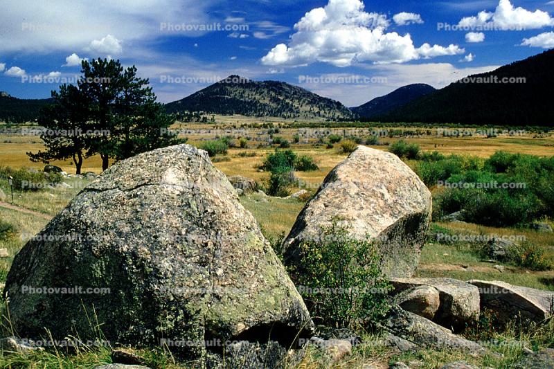 boulders, valley, rocks, hills, mountains