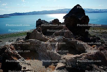 Tufa Formations, mountain range, lake
