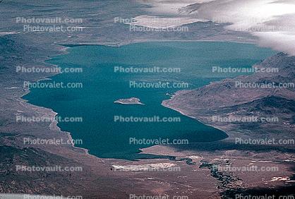 Pyramid Lake, Nevada, looking north, water, fractal mountains, Snow, Ice, Cold