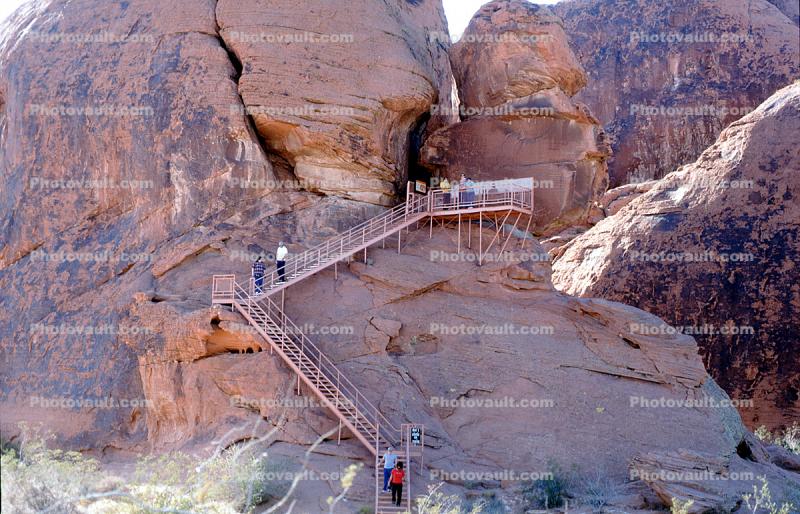 lookout, stairs, steps, boulders, Valley of Fire State Park, Mojave Desert