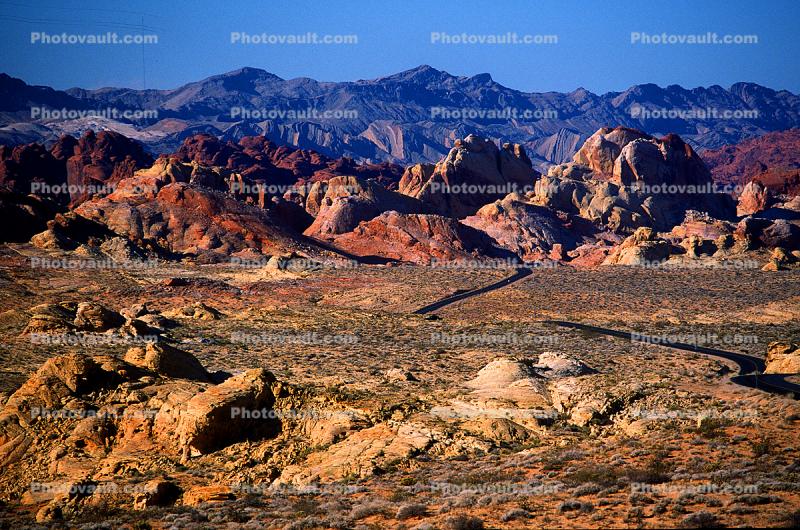 Scragly Landscape, Mountains, Rocks, Valley of Fire State Park, Mojave Desert, Dirt, soil