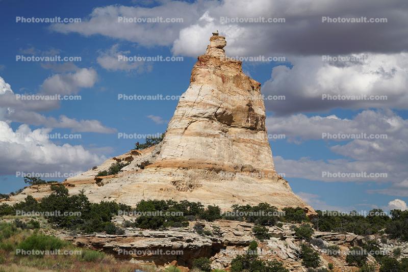 Sandstone Rock Formations, Peak, Tower, Clouds, Butte