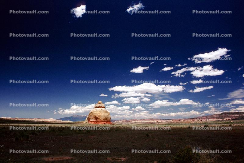 Beehive Rock, Dome, butte, strata, clouds