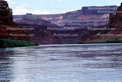 Colorado River, Water, trees, clouds