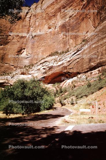 Road, Sandstone cliffs, valley