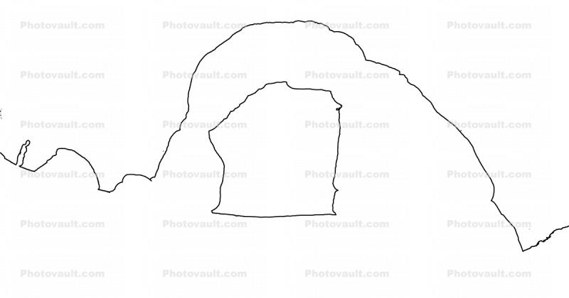 Delicate Arch line drawing, shape, outline