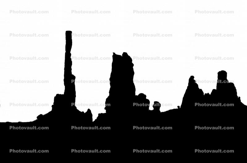 HooDoos silhouette, Rock Formations, pillars, sandstone, Spire, shapes