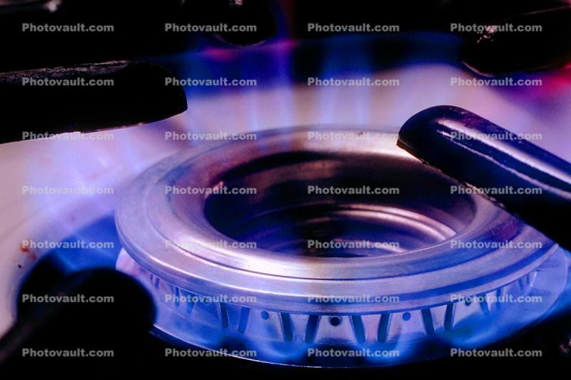 Stove burner burning natural gas