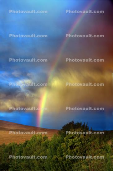 Rainbow Pierces a Rainy Cloud, hills