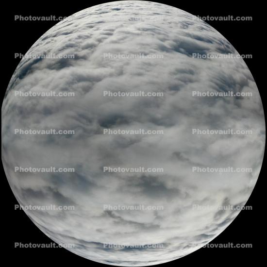Earth globe of clouds, water, round, top to bottom clouds