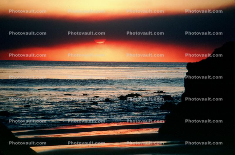 Sunset, Sunclipse, Sun Sliver, Pacific Ocean, beach