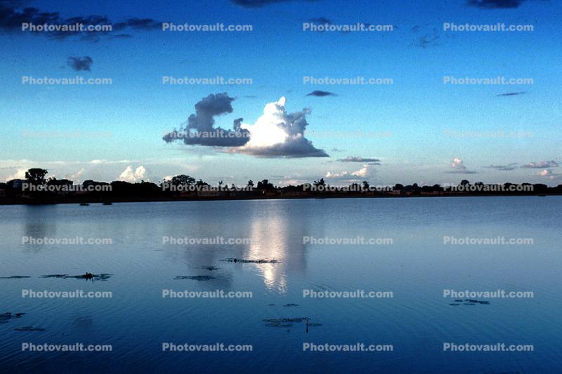 Lake, water, Cumulus Cloud, Reflection