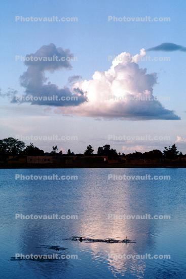 Lake, water, Cumulus Cloud, Reflection