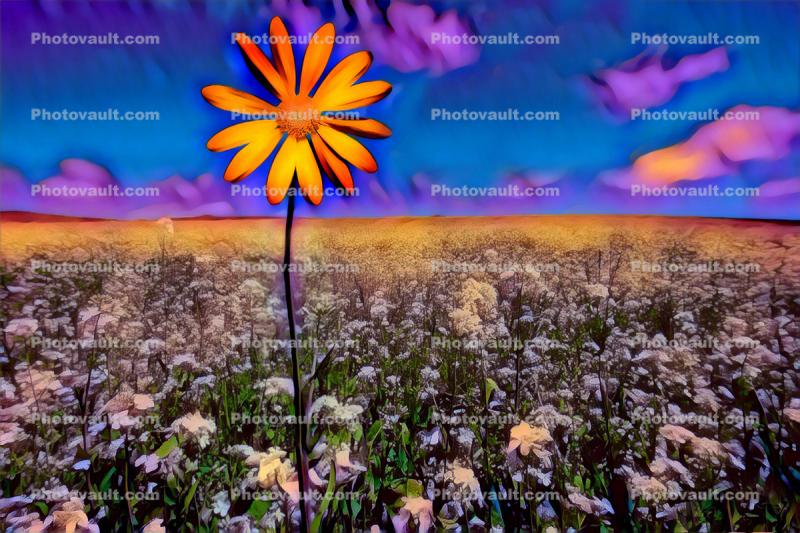 Daisy in a flower field