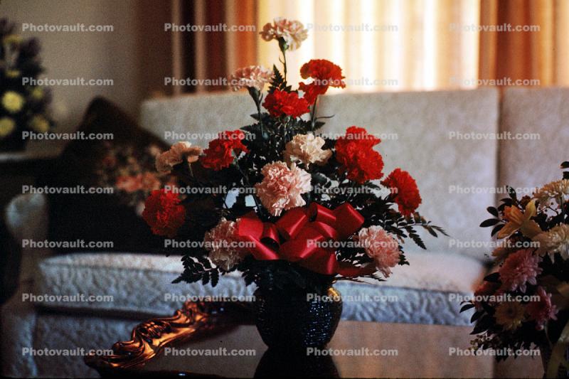 Flower Vase, red ribbon
