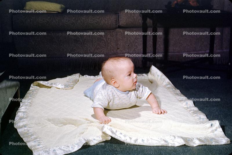 Newborn, Boy, Baby, Blanket, 1960s